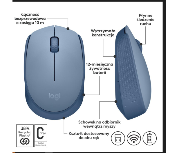 LOGITECH M171 jasnoniebieska 910-006866 - 1126628 - zdjęcie 11